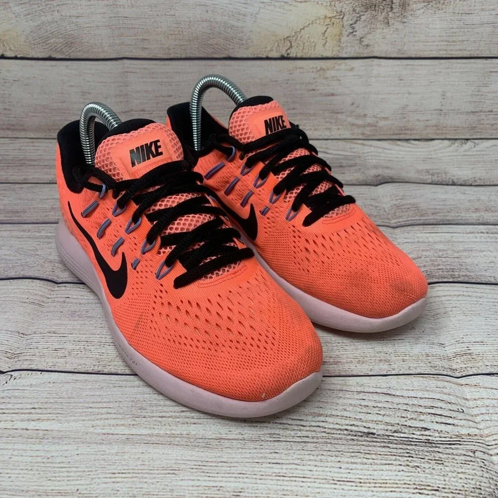Nike Womens Lunarglide 8 Running Shoes Coral 843726-606 Lace Up Low Top Sz 7